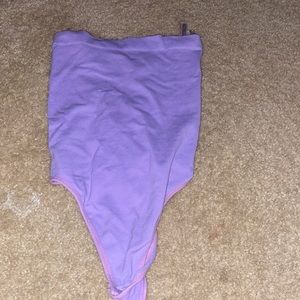 purple strapless body suite